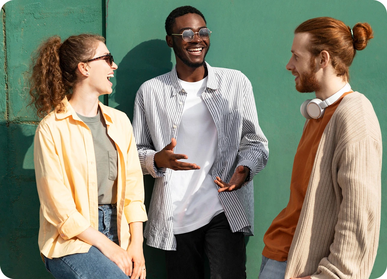 Sales professionals having a conversation